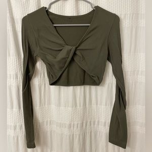 Green Ribbed Crop Top Size M
